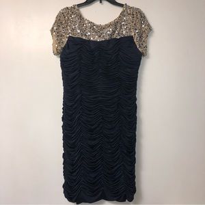 JS Boutique Navy Ruched Dress size 14